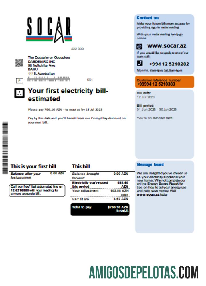 Projeto de lei comercial de serviços públicos de gás Socar, SCR amostra